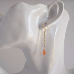 STONE Orange garnet pearl Pierced earrings k14gf/Ear clips 第3張的照片