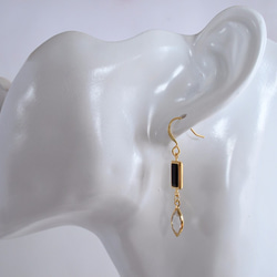 VINTAGE Glass frame pierced earrings/ear clips Monotone 第4張的照片