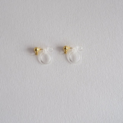 VINTAGE Glass frame pierced earrings/ear clips Monotone 第5張的照片