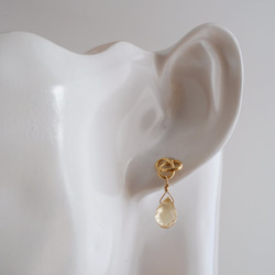 STONE Citrine chain ring pierced earrings 第3張的照片