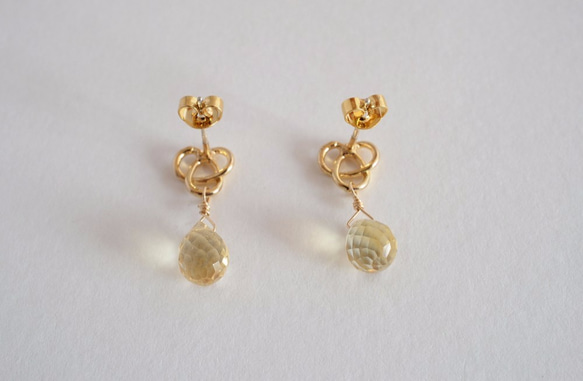 STONE Citrine chain ring pierced earrings 第4張的照片