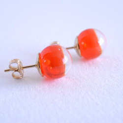 GLASS Vermilion clear glass stick Pierced earrings/Ear clips 第4張的照片