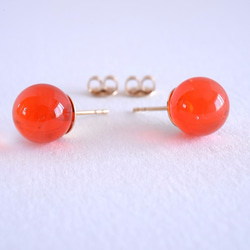 GLASS Vermilion clear glass stick Pierced earrings/Ear clips 第5張的照片