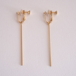 GLASS Vermilion clear glass stick Pierced earrings/Ear clips 第6張的照片