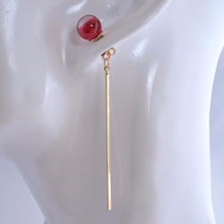 GLASS Wine red clear glass stick Pierced earrings/Ear clips 第3張的照片