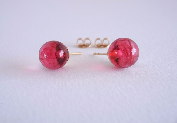 GLASS Wine red clear glass stick Pierced earrings/Ear clips 第5張的照片