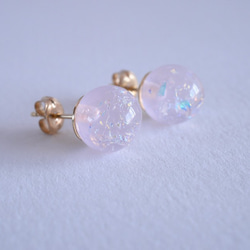 GLASS Pink dichroic glass stick Pierced earrings/Ear clips 第4張的照片