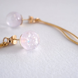 GLASS Pink dichroic glass stick Pierced earrings/Ear clips 第1張的照片
