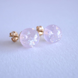 GLASS Pink dichroic glass stick Pierced earrings/Ear clips 第4張的照片
