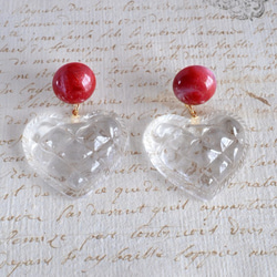 VINTAGE Quilting Big Heart pierced earrings/ear clips 第2張的照片