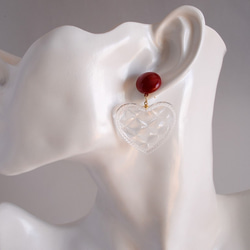 VINTAGE Quilting Big Heart pierced earrings/ear clips 第4張的照片