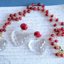 VINTAGE Quilting heart glass long necklace 第7張的照片