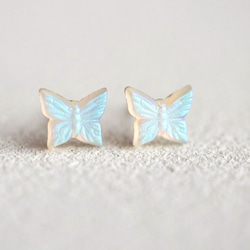 VINTAGE Butterfly pierced earrings/ear clips Matt White 第1張的照片