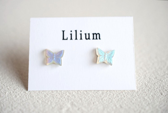 VINTAGE Butterfly pierced earrings/ear clips Matt White 第3張的照片