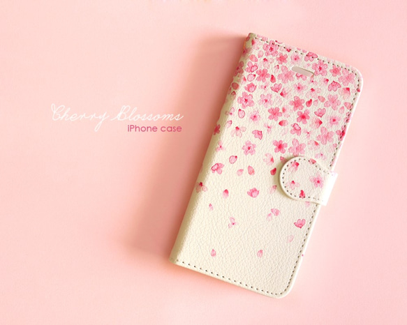 iPhone 手帳型スマホケース 【Cherry Blossoms】 1枚目の画像