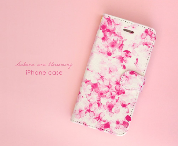 iPhone 手帳型スマホケース【 Sakura are blossoming. 】 1枚目の画像