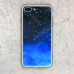 iPhone ガラス スマホケース【星の降る夜】 2枚目の画像