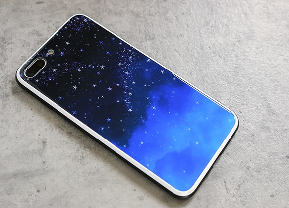 iPhone ガラス スマホケース【星の降る夜】 3枚目の画像