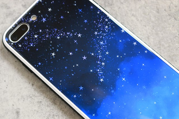 iPhone ガラス スマホケース【星の降る夜】 4枚目の画像