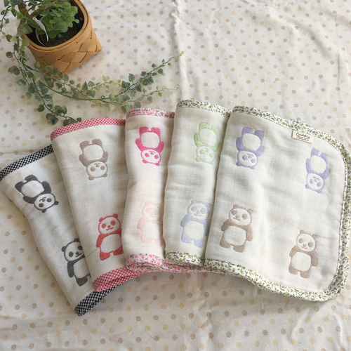 6重織ガーゼのハンカチ＊ぱんだ ハンカチ・手ぬぐい TAMY'S