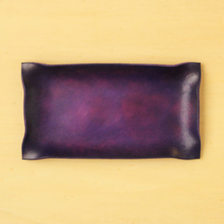 アンティークチックなレザートレイ【名入れ可】ヌメ革を手染めしました 紫・パープル 5枚目の画像