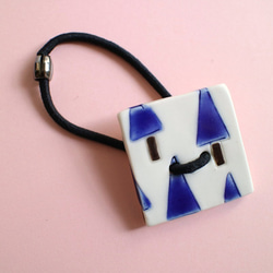 磁器ボタンゴム　四角　森シリーズ　インディゴ 1枚目の画像