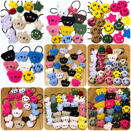 受注製作】送料無料！！ニコちゃん&くまちゃん ヘアゴム 2個
