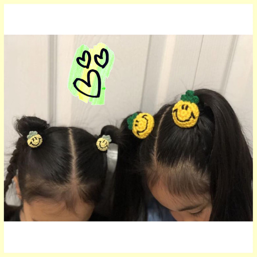 受注製作】送料無料‼︎ パイナップルニコちゃん ヘアゴム 2個セット 