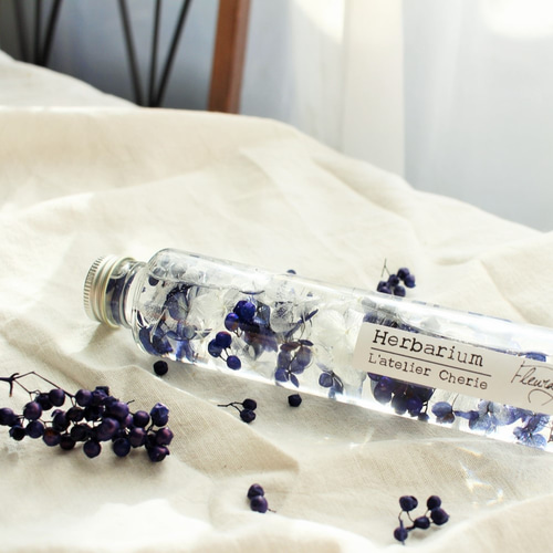 ハーバリウム・フロラージュ☆アイスブルー ハーバリウム・植物標本 L