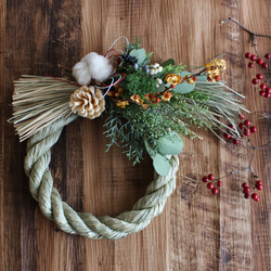 お正月飾り☆スワッグにもなるしめ縄飾り#01 しめ縄・しめ飾り L