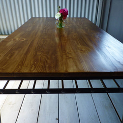 【送料無料】 アイアン ウッド　ダイニングテーブル （ 収納棚 付き） 1枚目の画像