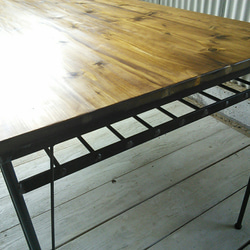 【送料無料】 アイアン ウッド　ダイニングテーブル （ 収納棚 付き） 5枚目の画像
