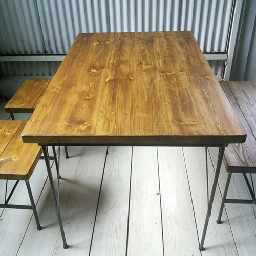 テーブルセット】アイアン ウッド ダイニングテーブル セット B 《頑丈