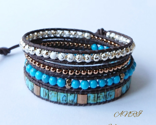 スワロフスキー☆本革ラップブレスレット 1_11688c666337a63e2c9ecb3d1f08