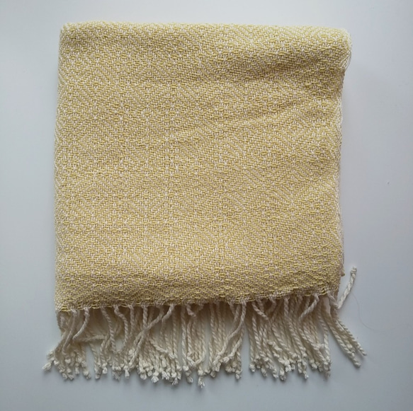 手織り　ミモザカラーの大人上品なシルクコットンストール 