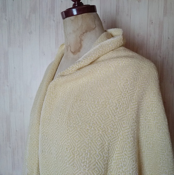 手織り　ミモザカラーの大人上品なシルクコットンストール 