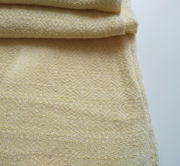 手織り　ミモザカラーの大人上品なシルクコットンストール 