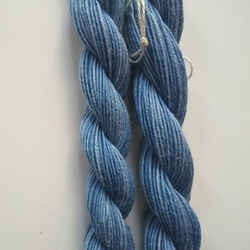 ２種類グラデーション刺し子糸、編み物、織物にも♪草木染め糸　インド藍染　　綿　コットン　 5枚目の画像