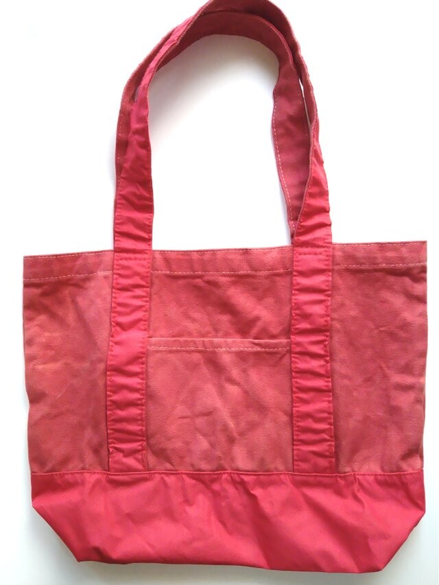 茜染めキャンバストートバッグ 大きめ　インド茜染