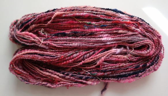 手染め羊毛　オリジナル手紡ぎ糸　レインボー染糸 コイルヤーン 44g　644 4枚目の画像