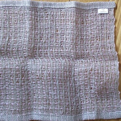 手織りリネンワッフル織りハンカチ～ピンク 3枚目の画像
