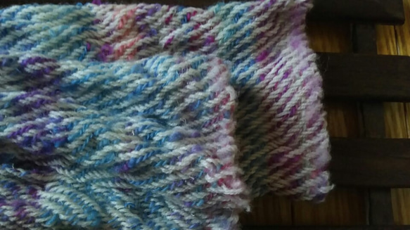 手紡ぎウールの手織りアームウォーマー 　N29 2枚目の画像