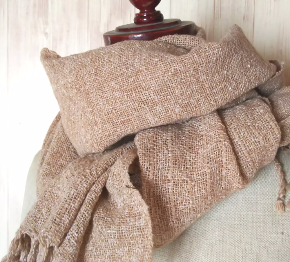 手織り　上質真綿ネップ　シルク ストール  216