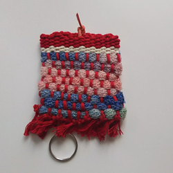 手織り　レインボー染め　キーケース　赤 2枚目の画像