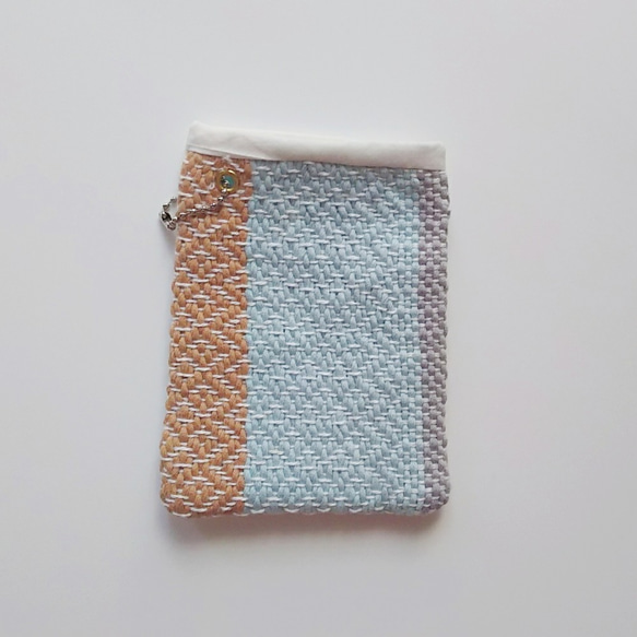 手織り　パスケース　Suicaケース　ヘリンボーン織り　mix 1枚目の画像