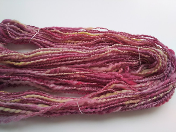手染め羊毛　オリジナル手紡ぎ糸　レインボー染羊毛  コイルヤーン 34g　631 3枚目の画像