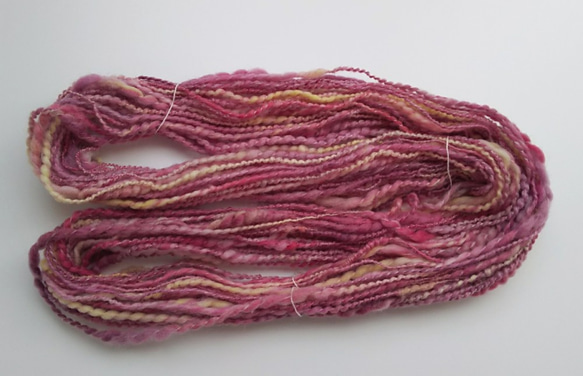 手染め羊毛　オリジナル手紡ぎ糸　レインボー染羊毛  コイルヤーン 34g　631 4枚目の画像