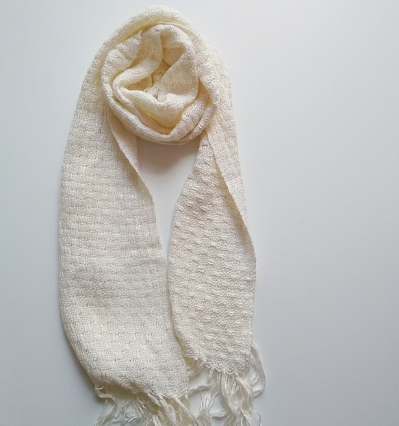 手織り　シルクのような風合い　さらっと気持ちいいバンブーストール*　竹糸　 1枚目の画像