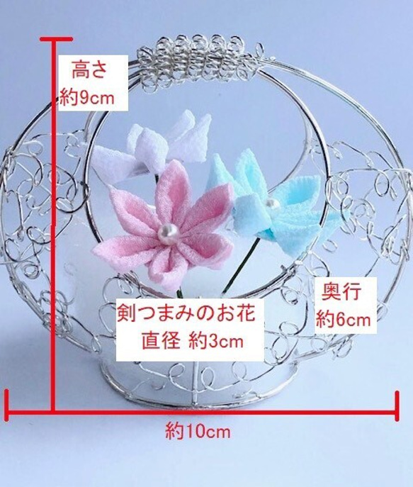 雪だるま　うさぎ　雪　雪の結晶　バケツ　冬のインテリア　つまみ細工　１月　２月　ちりめん細工　可愛い　かわいい　和小物 7枚目の画像