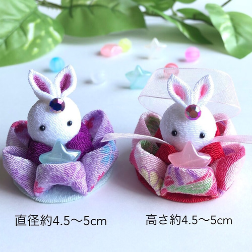 春爛漫　夜桜うさぎちゃん扇子飾り　つまみ細工飾り　なんばん往来詰め合わせ　2点 星に願いを 織姫 彦星 うさぎ ちりめん細工 七夕飾り 人形 羽衣
